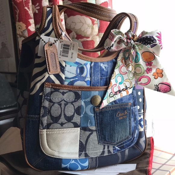 Coach Handbags - Rare Coach 10810 Denim Patchwork Handbag